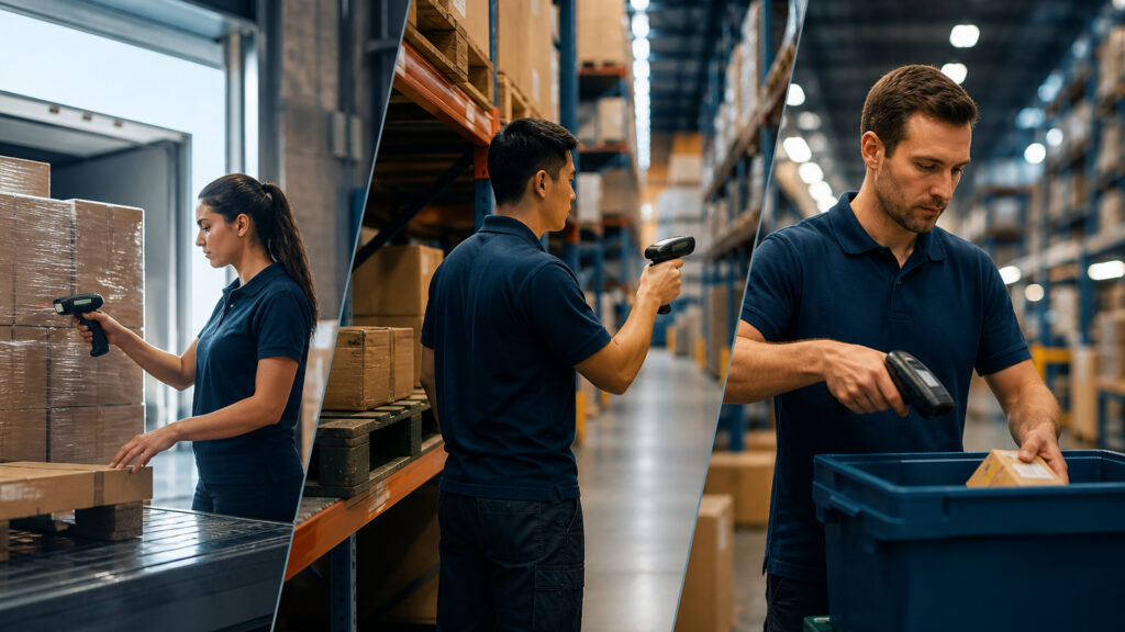 Editorial business scene illustrating barcode scanners workflow role