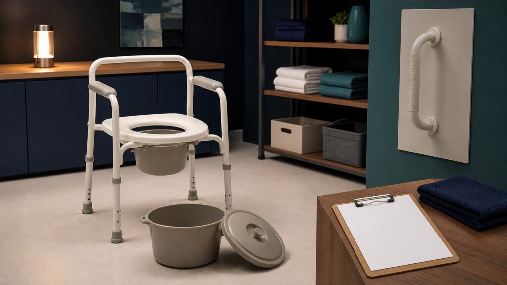 People-free editorial still life illustrating inspect position level set height light assist transfer cover empty clean dry and review