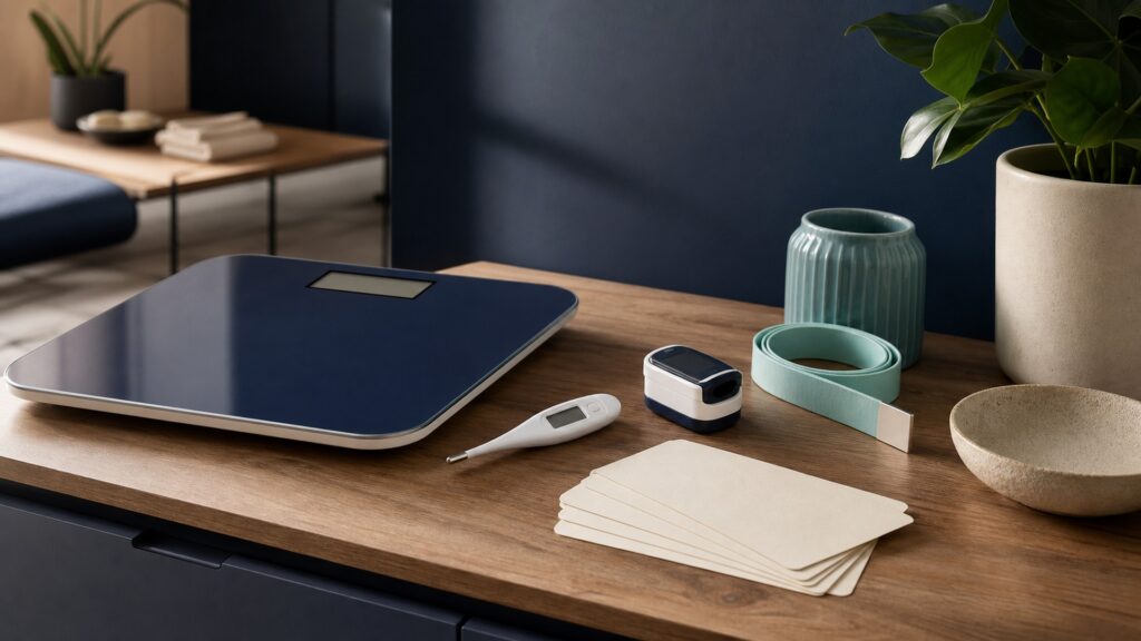 People-free editorial still life illustrating choose prepare standardize measure record clean and review cycle
