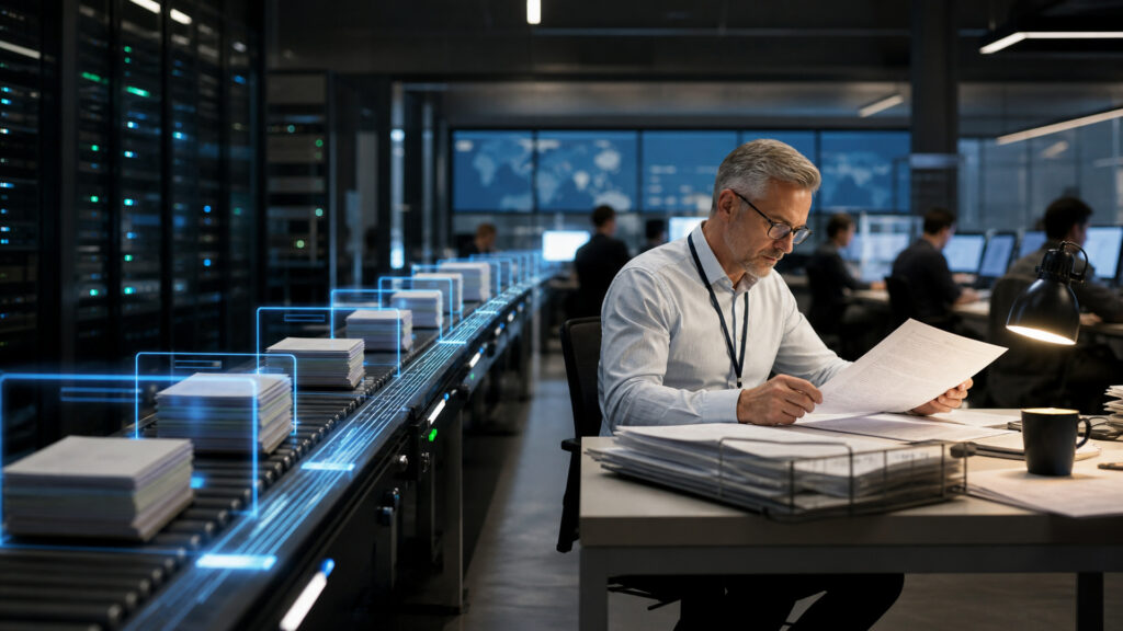 Editorial visualization explaining business automation in a modern business environment