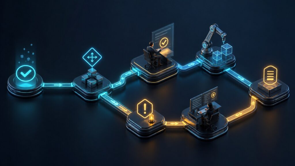 Editorial business scene illustrating business process automation software workflow role