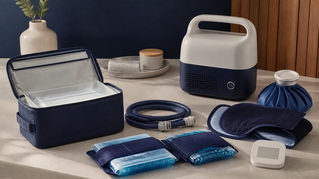 People-free editorial still life illustrating controlled localized cooling through reusable hardware