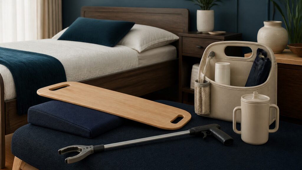 People-free editorial still life illustrating reducing burden in repeated care tasks