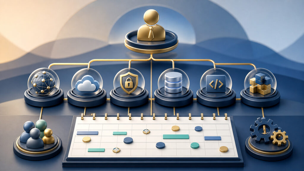 Editorial business scene illustrating domain services operating model