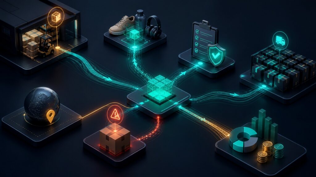 Editorial business scene illustrating dropshipping platforms data flow