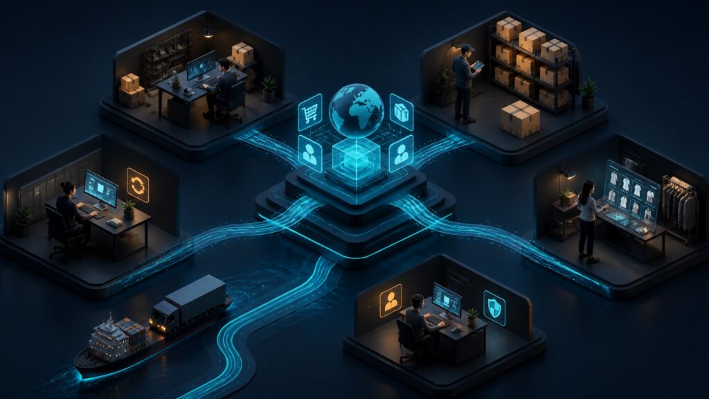 Editorial business scene illustrating dropshipping platforms permission structure