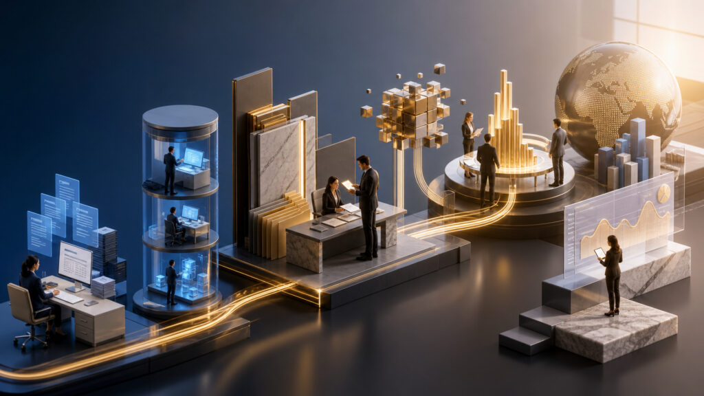 Editorial business scene illustrating enterprise accounting software workflow role
