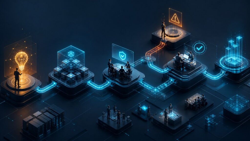 Editorial business scene illustrating enterprise project management software workflow role