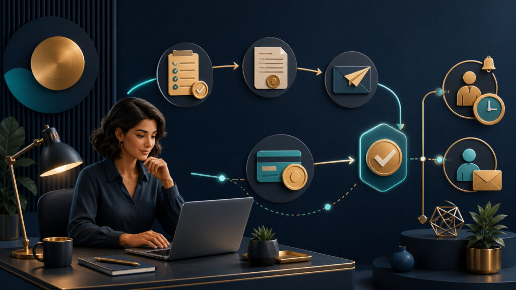 Editorial business scene illustrating freelancer invoicing software operating model