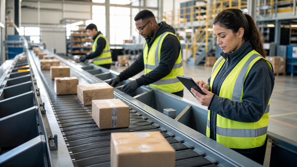 Editorial business scene illustrating fulfillment automation