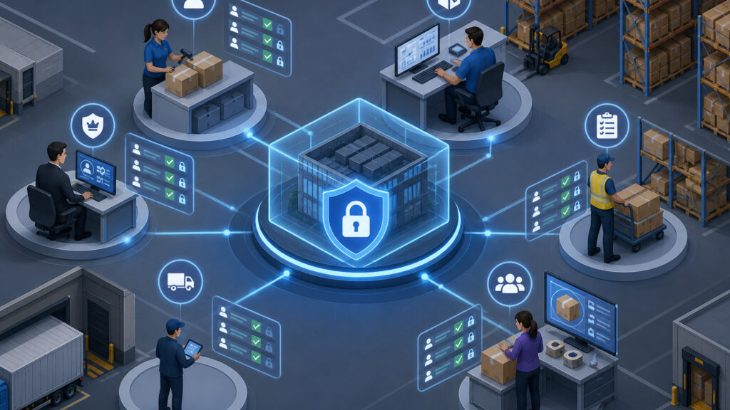 Editorial business scene illustrating fulfillment services permission structure