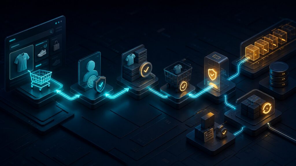 Editorial business scene illustrating headless ecommerce platforms data flow