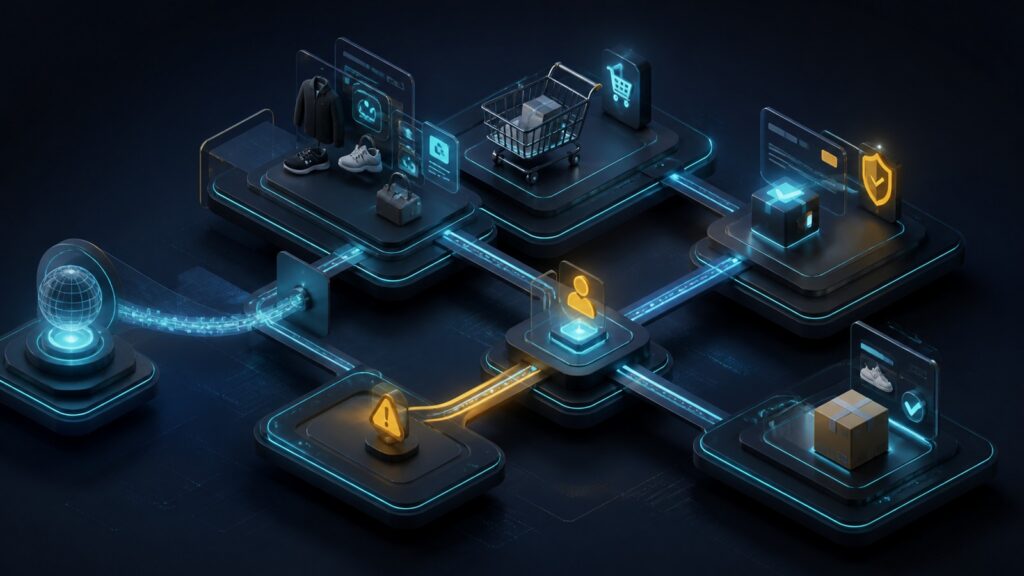 Editorial business scene illustrating headless ecommerce platforms workflow role