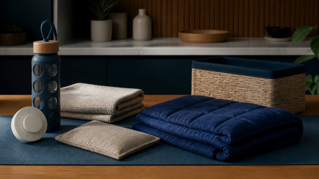 People-free editorial still life illustrating heater setting pad condition mode warmup hotspots shutoff and redness