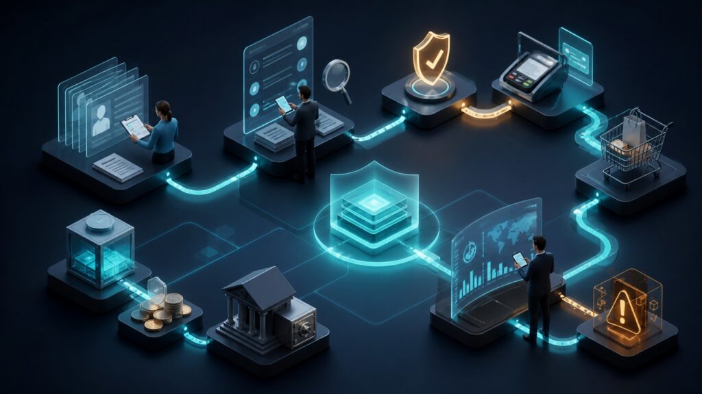 Editorial business scene illustrating high-risk merchant accounts workflow role