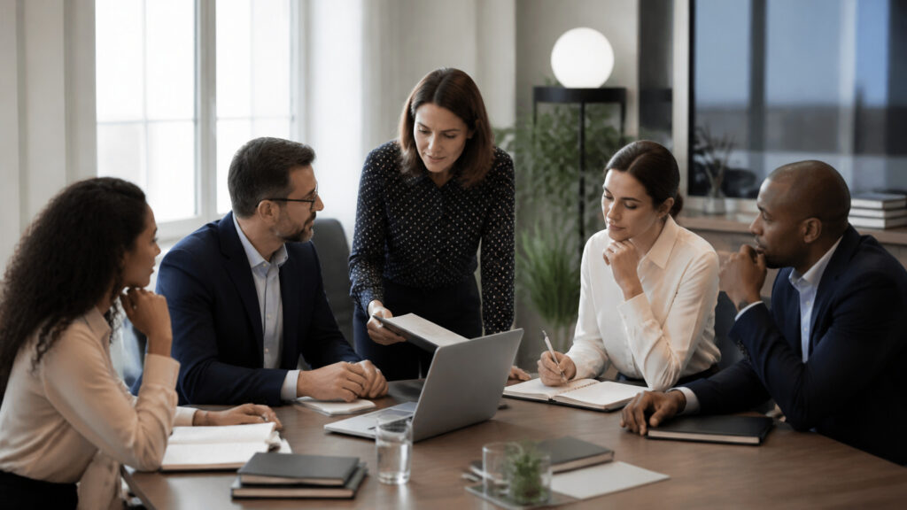 Editorial business scene illustrating hr services operating model