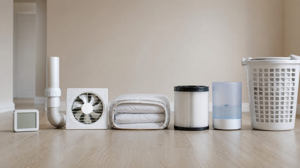 People-free editorial still life illustrating daily reservoir and moisture control