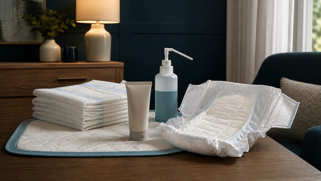 People-free editorial still life illustrating protecting skin comfort surfaces and dignity
