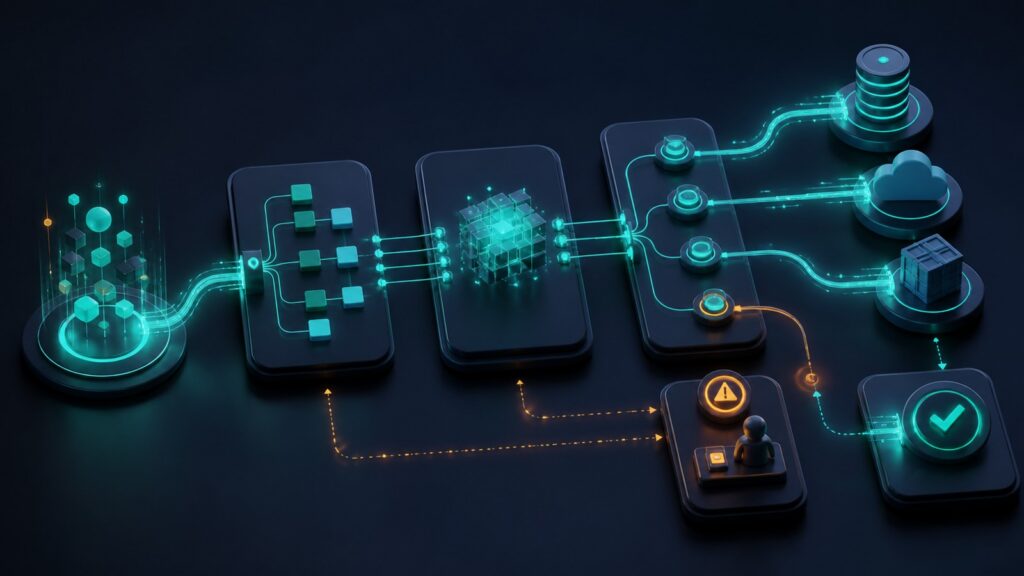 Editorial business scene illustrating integration automation software workflow role