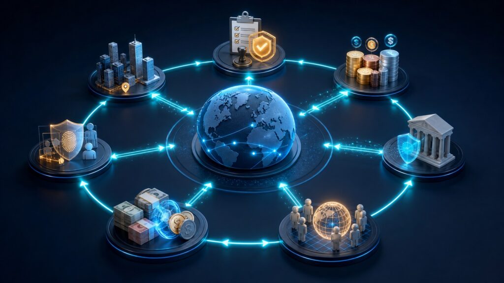 Editorial business scene illustrating international merchant accounts operating model