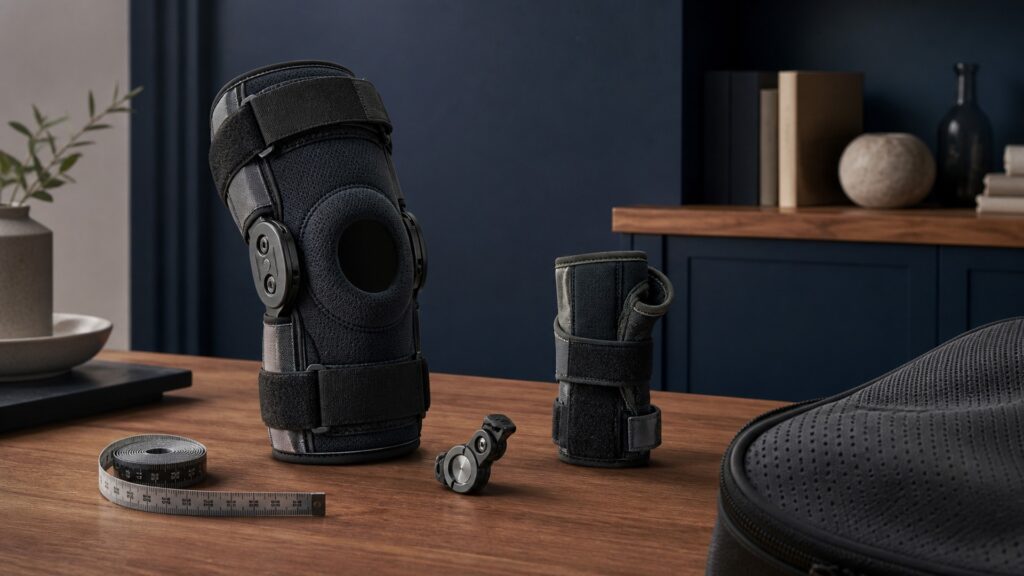 People-free editorial still life illustrating localized joint stability and motion guidance