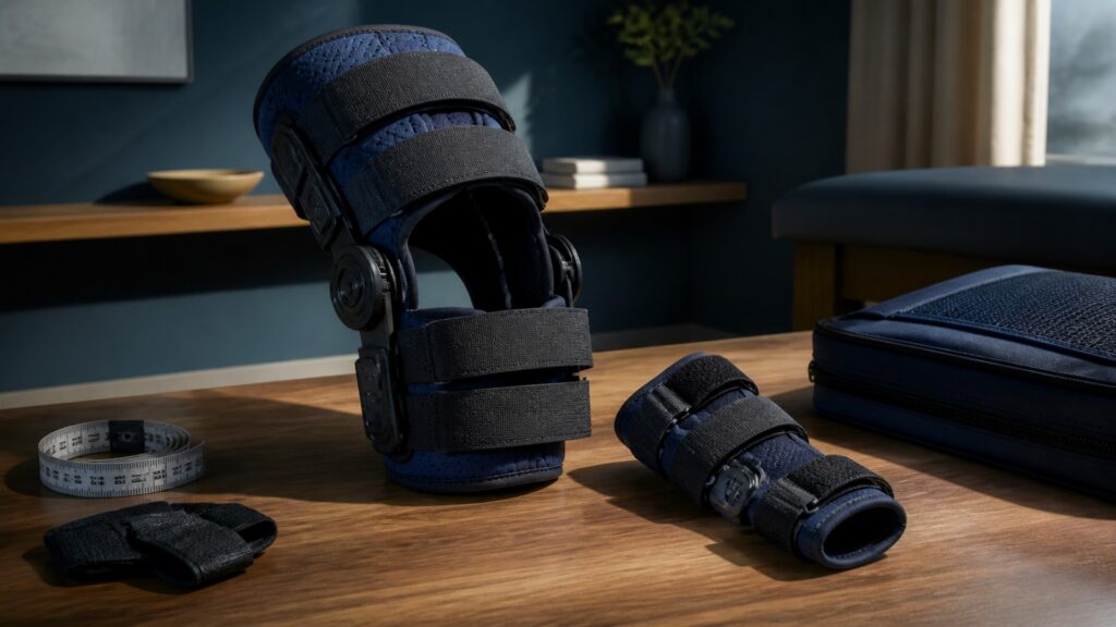 People-free editorial still life illustrating joint size hinge position restriction comfort and function