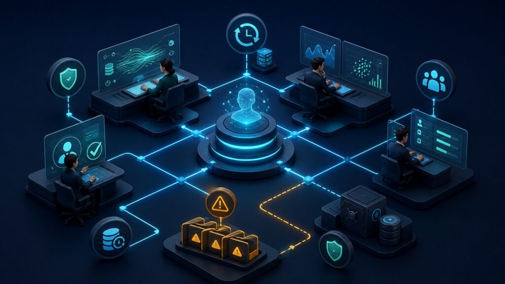 Editorial business scene illustrating lead intelligence platforms operating model