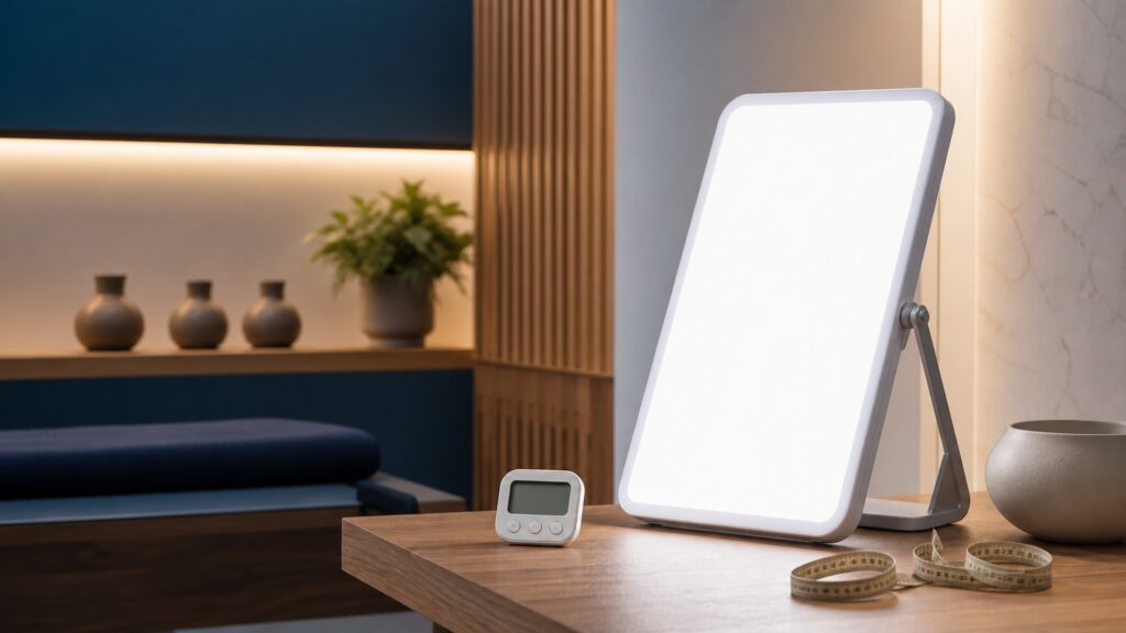 People-free editorial still life illustrating timed light input for light-responsive processes