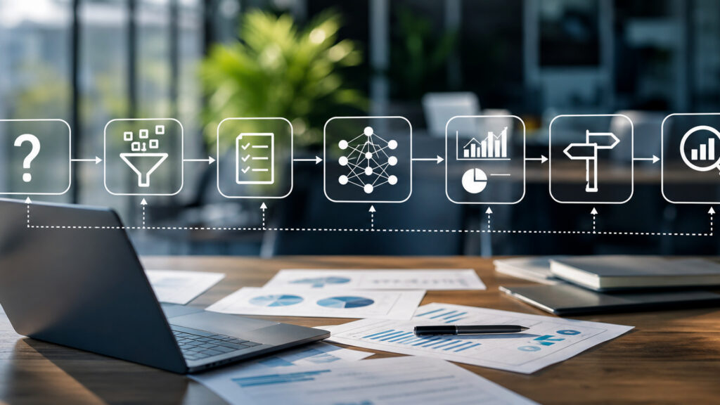 Editorial business scene illustrating marketing analytics platforms workflow role