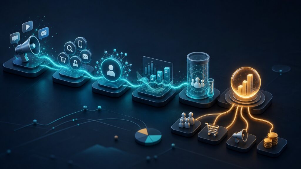 Editorial business scene illustrating marketing attribution software workflow role