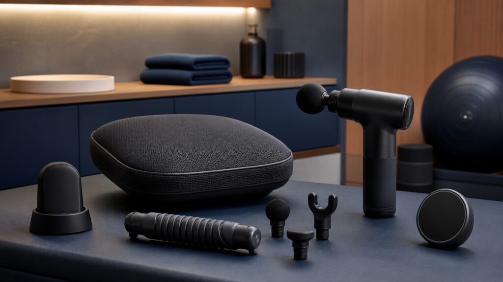 People-free editorial still life illustrating localized mechanical stimulation for temporary comfort or warm-up within appropriate limits