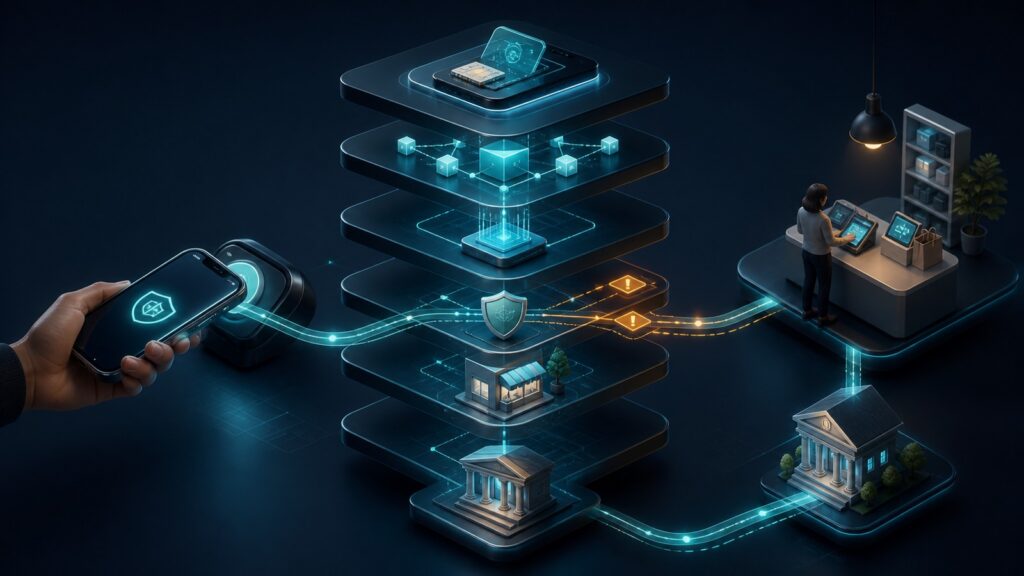 Editorial business scene illustrating mobile payment platforms operating model