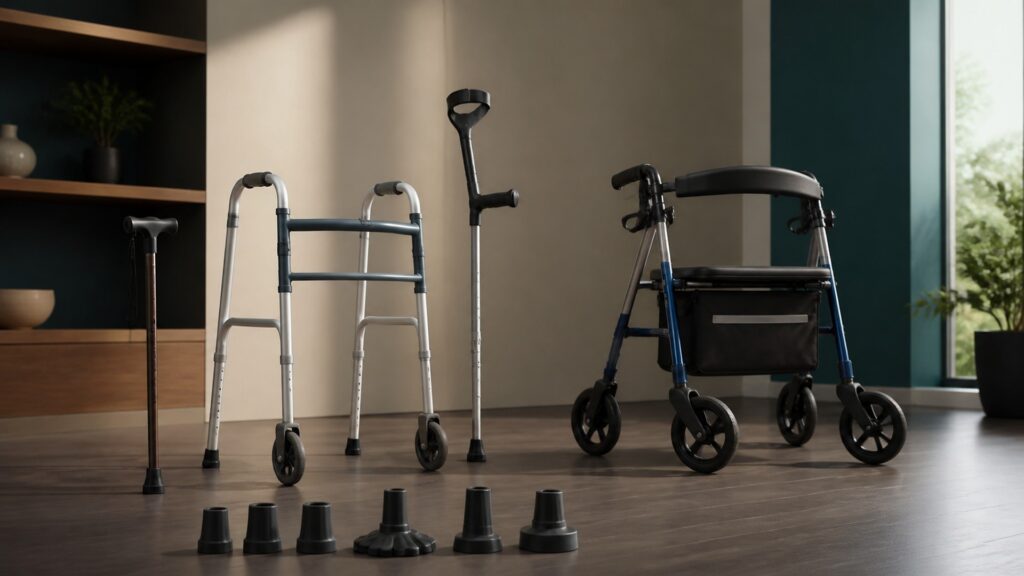 People-free editorial still life illustrating external balance and locomotion support