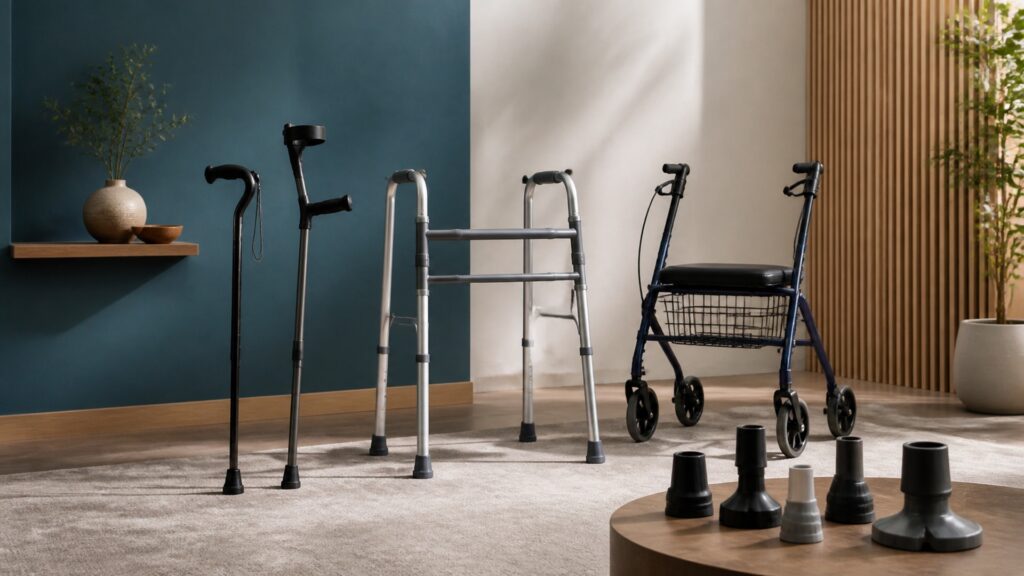 People-free editorial still life illustrating height load gait terrain turning and stability context
