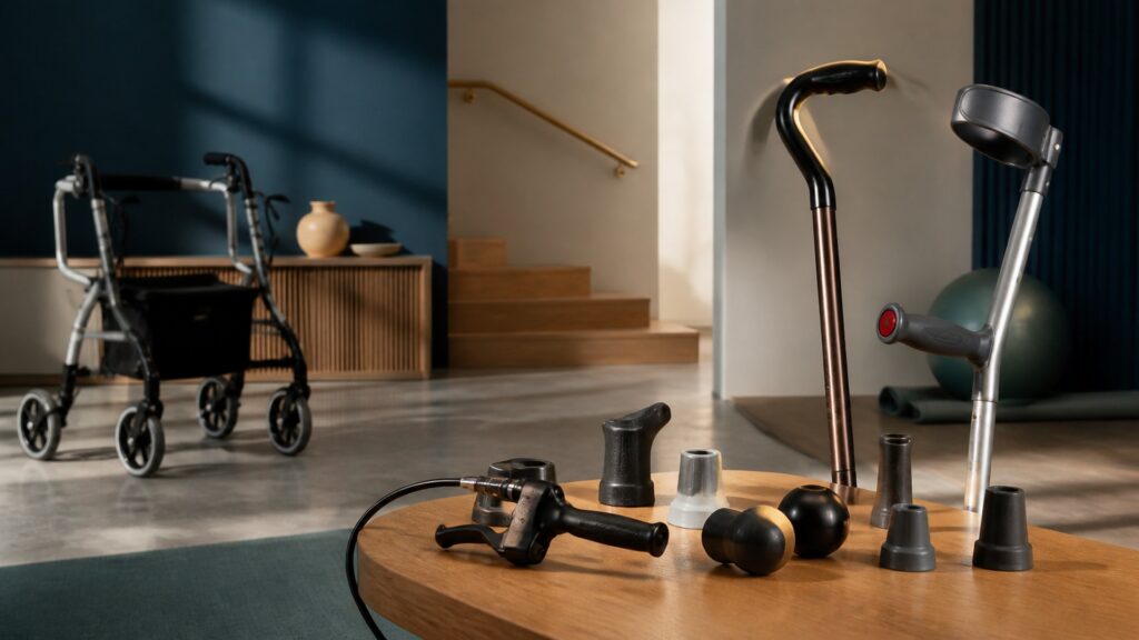 People-free editorial still life illustrating fit brakes surfaces transfers maintenance and training