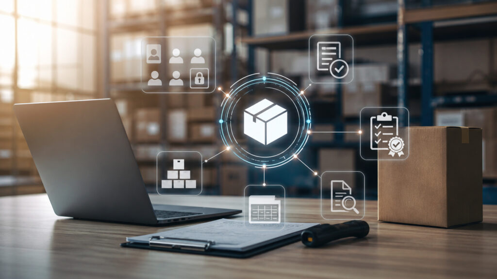 Editorial business scene illustrating multi-channel inventory software workflow role