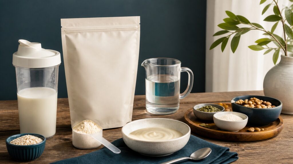 People-free editorial still life illustrating nutritional support