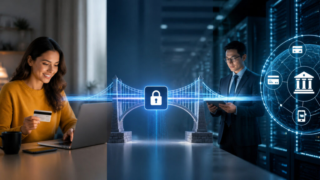 Editorial business scene illustrating payment gateways
