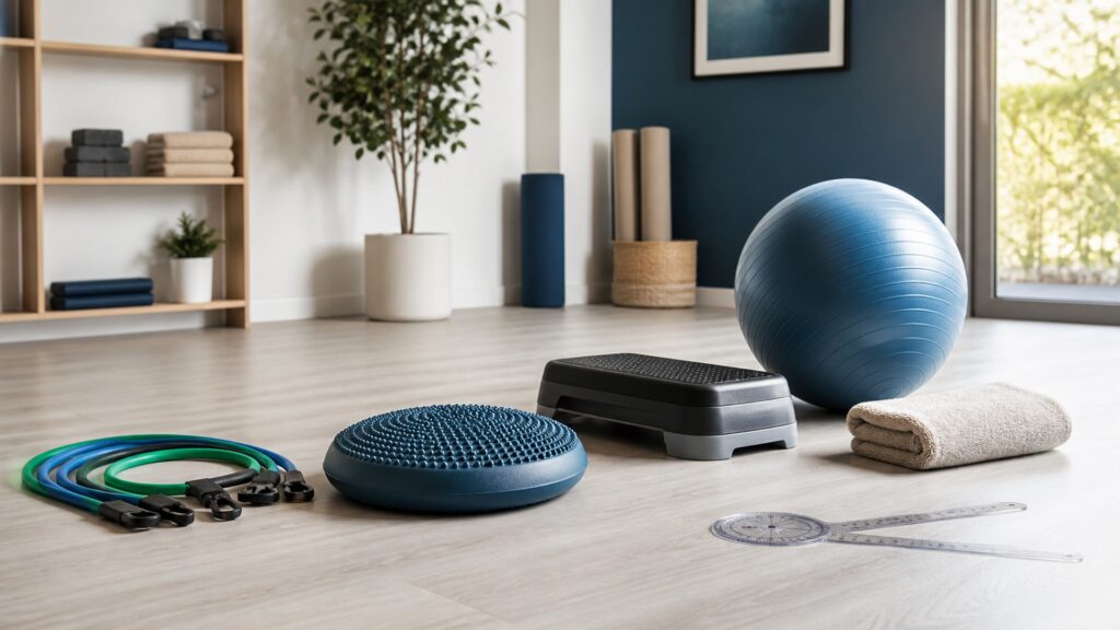 People-free editorial still life illustrating physical therapy