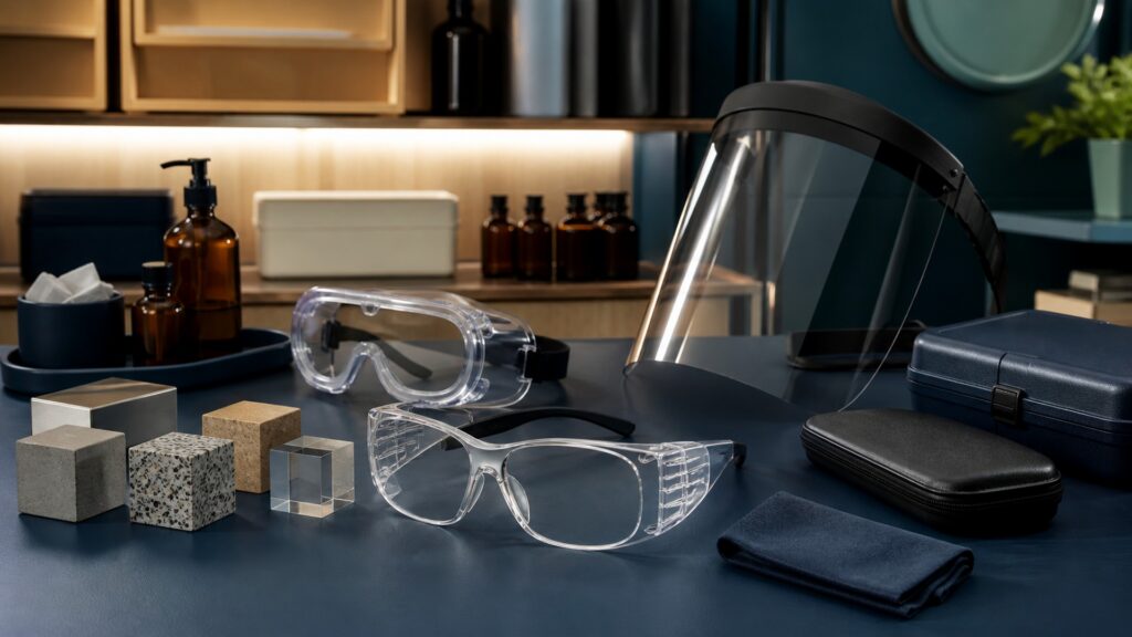 People-free editorial still life illustrating identify inspect verify fit clean store replace and reassess