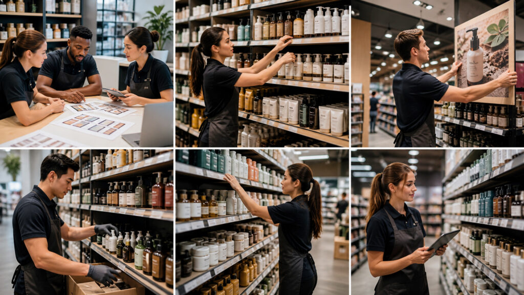 Editorial business scene illustrating retail displays workflow role