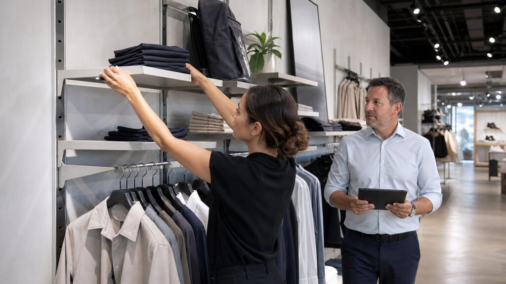Editorial business scene illustrating retail wall systems permission structure