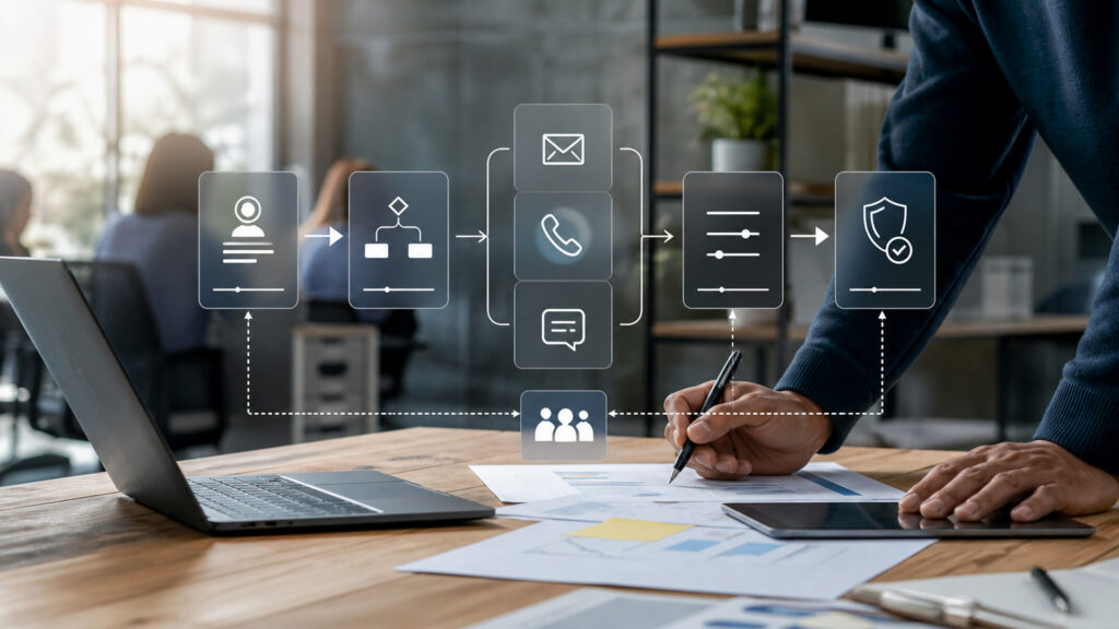 Editorial business scene illustrating sales automation software operating model