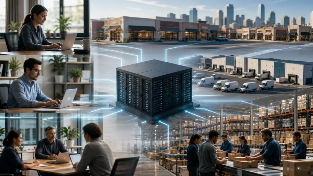 Editorial visualization explaining scalability in business solutions in a modern business environment