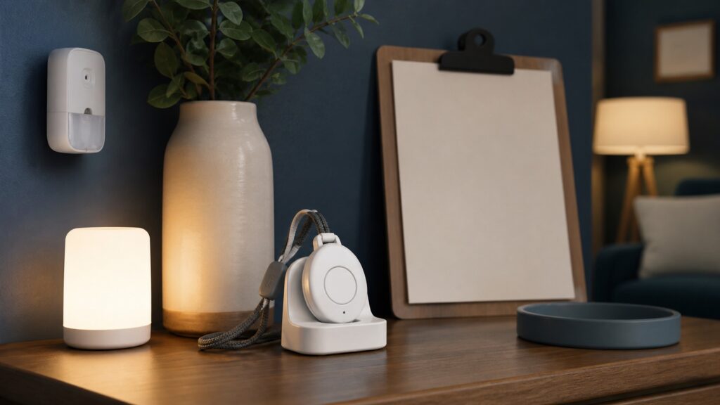 People-free editorial still life illustrating check test charge review and respond workflow