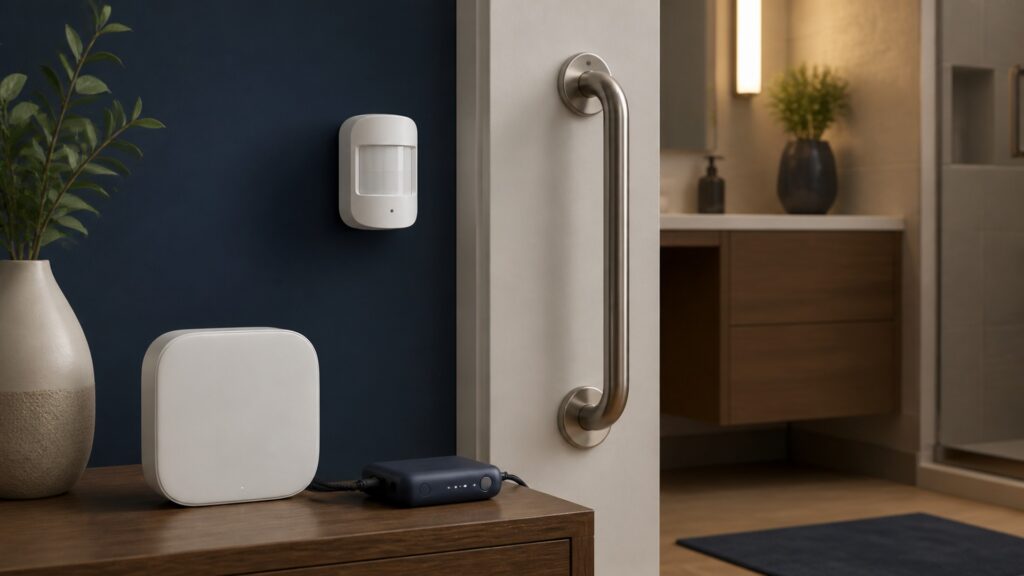 People-free editorial still life illustrating installation privacy power and backup safety