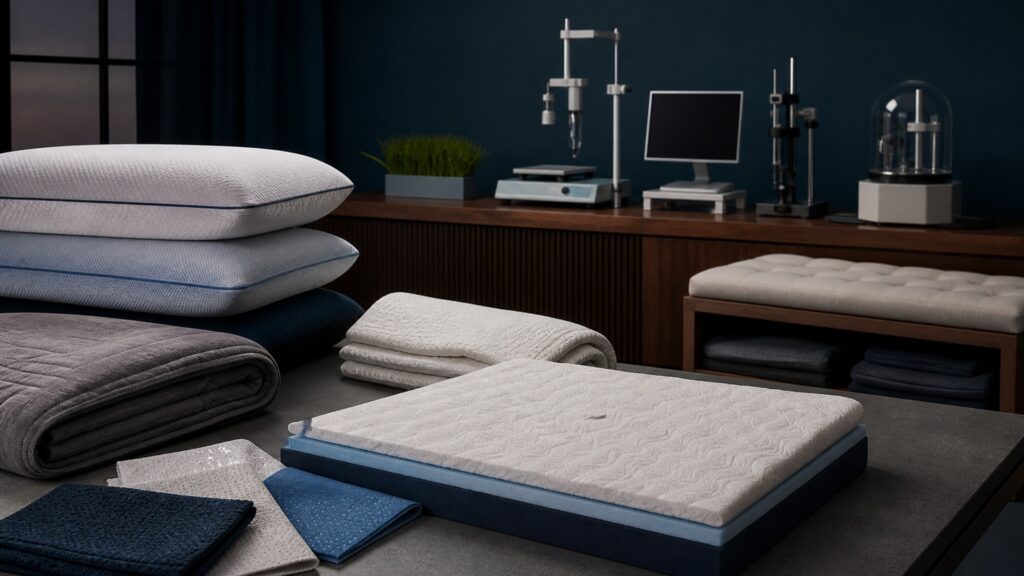 People-free editorial still life illustrating tactile pressure thermal and positioning interface