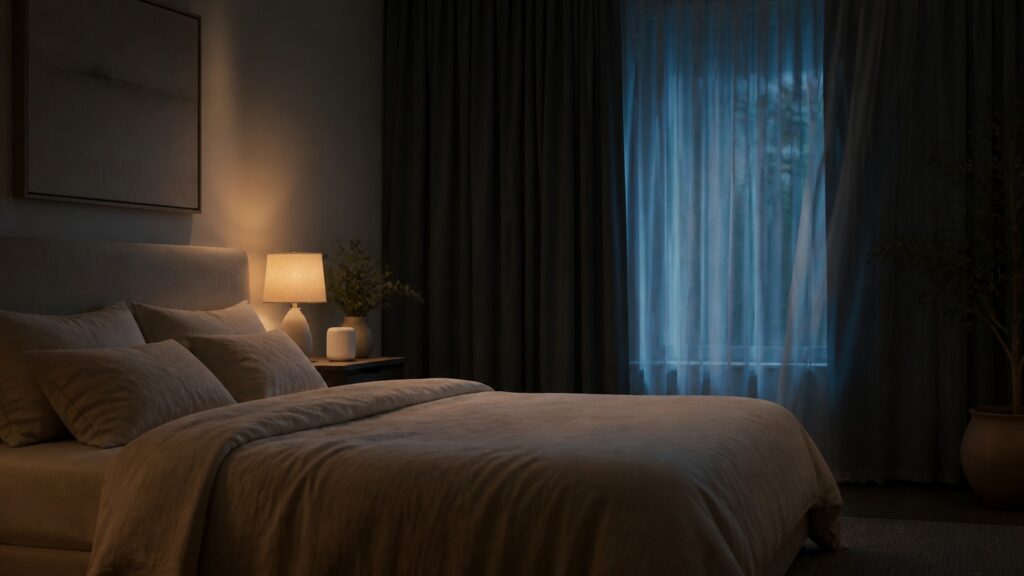 People-free editorial still life illustrating sleep environment