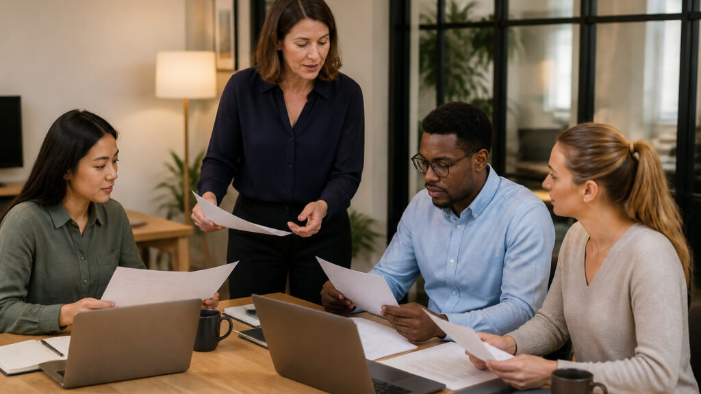 Editorial business scene illustrating small business accounting services permission structure