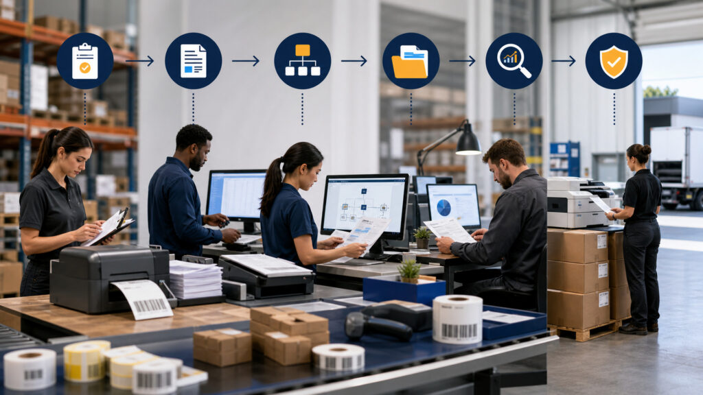 Editorial business scene illustrating small business tax software workflow role